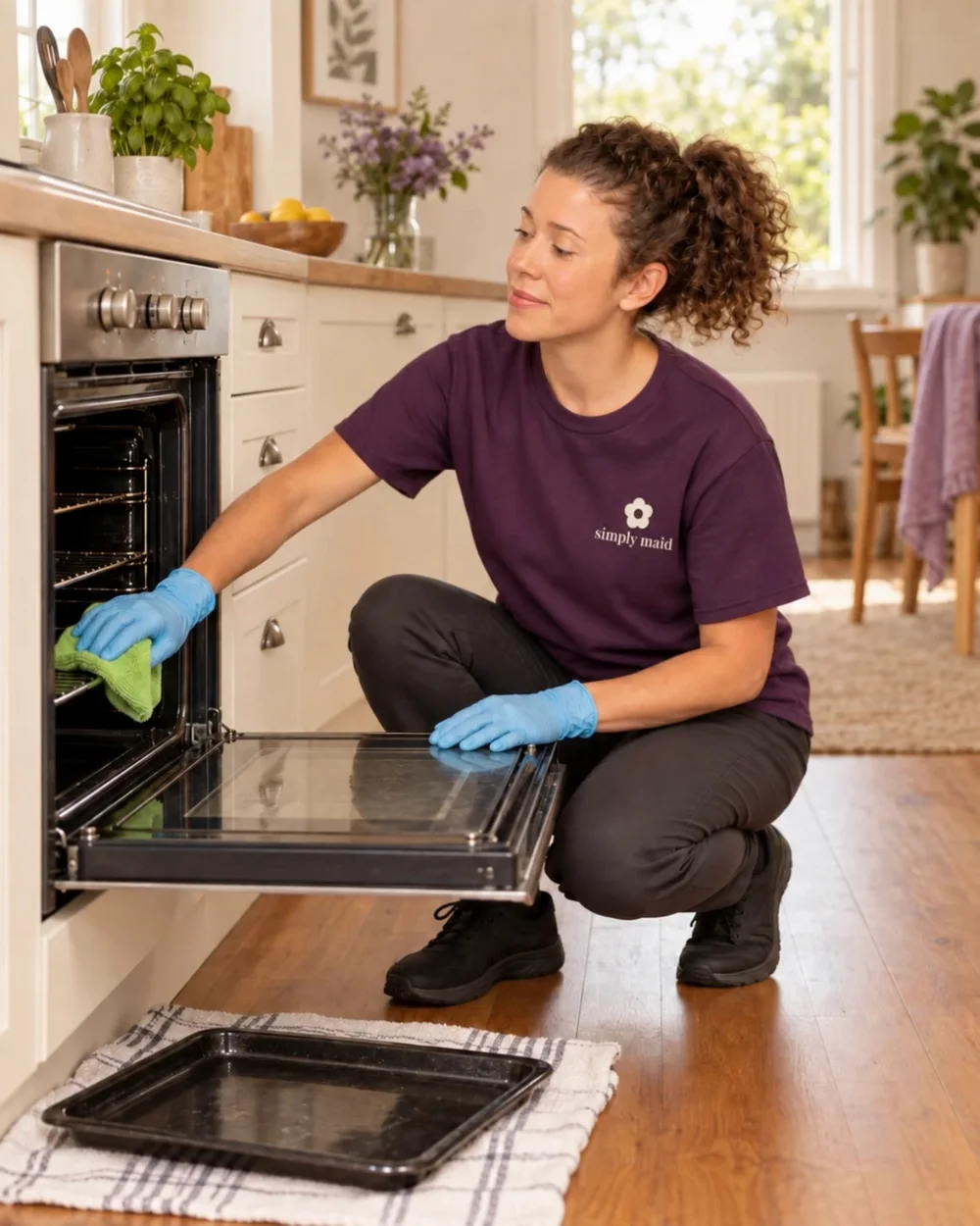 AI concept: Simply Maid cleaner giving an oven a detailed clean