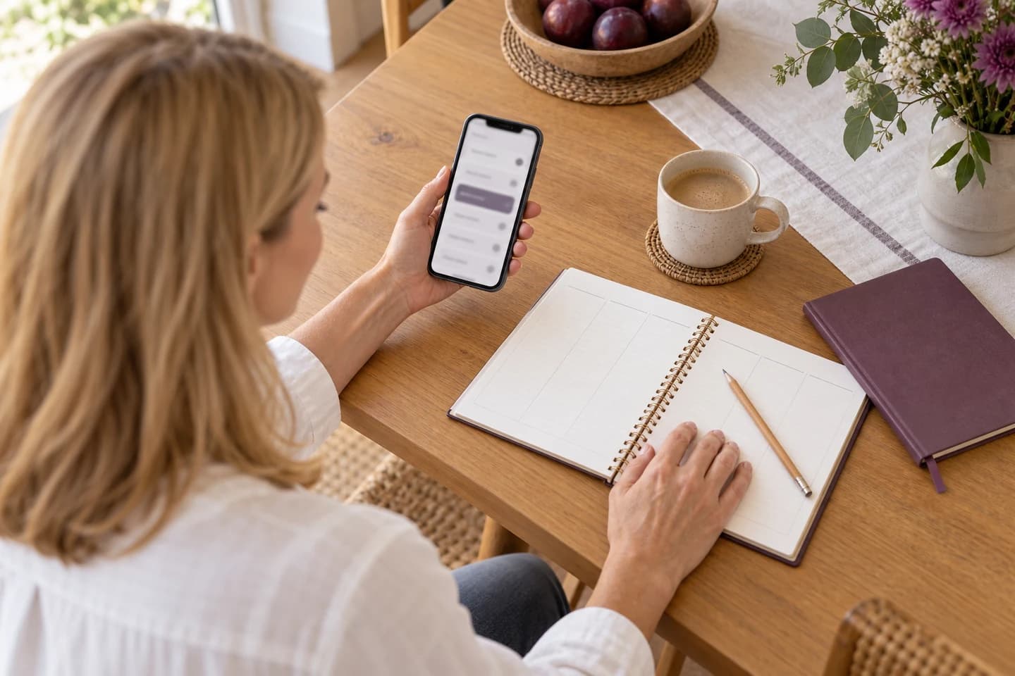 Planning a visit with a phone and diary